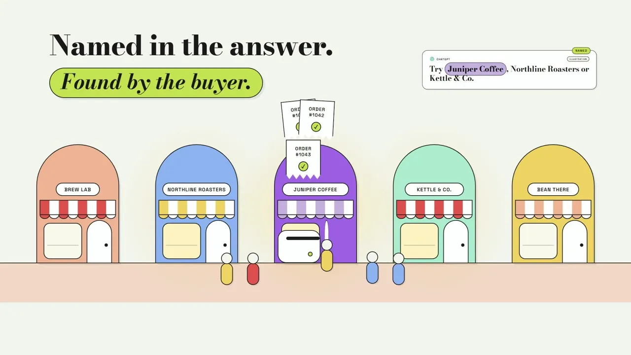 Illustrated storefront video frame